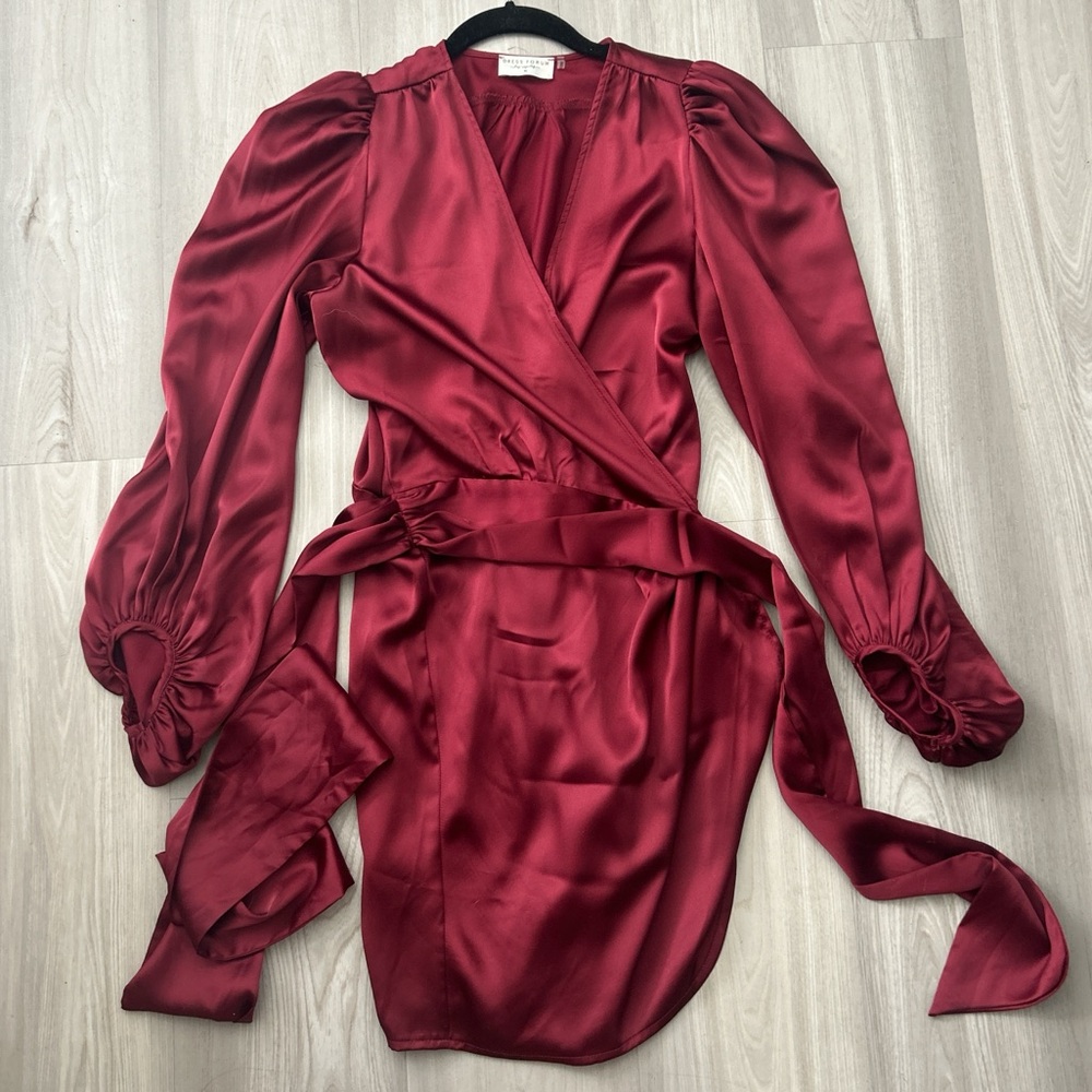 Dress Forum Red Long Sleeve Wrap Dress